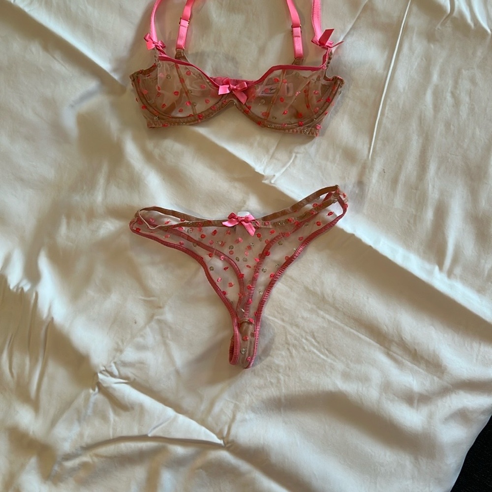 Agent Provocateur Pink Polka Dot Lingerie Set